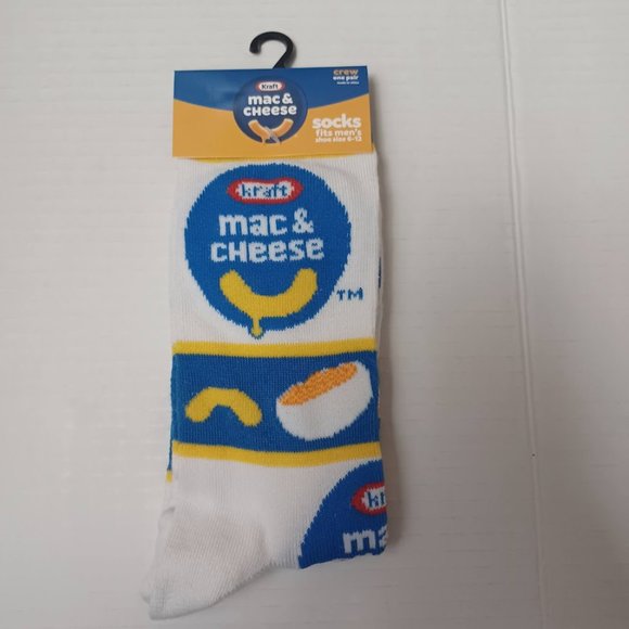 Kraft Mac & Cheese Crew Socks NEW Size Mens 6-12 Novelty -1 Pair -Quirky Logo - Picture 2 of 9